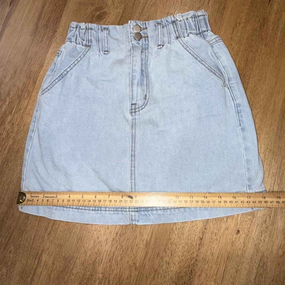 Altar's State High Waist Denim‎ Mini Skirt Small Light Wash Western Boho Short - Picture 10 of 10